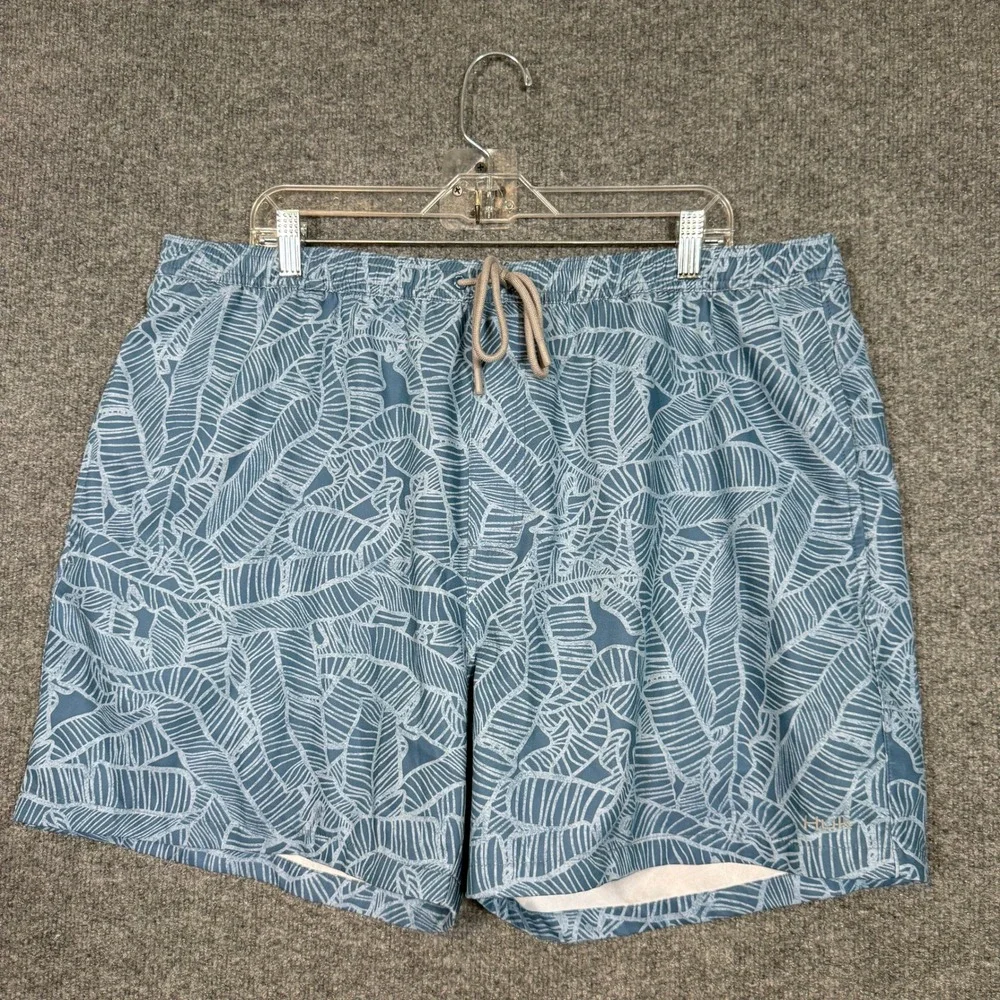 HUK Swim Trunks‎ Mens XXL Blue White Print Stretch Board Shorts Surf Swim Fish